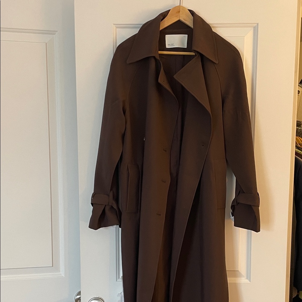 OAK + FORT Chocolate Brown Oversized Trench Coat